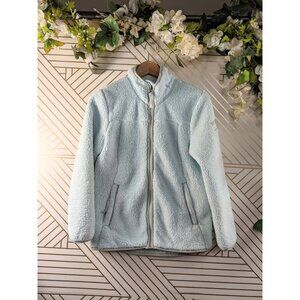 The North Face MINT GREEN Sherpa Fleece Zip Up Jacket Girls Size L 14/16